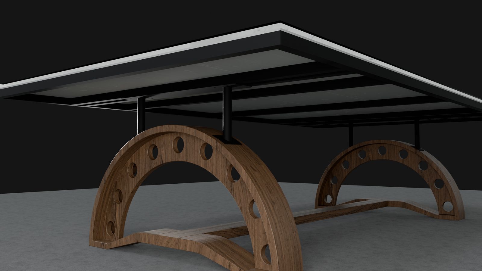 3D render of the conference table base, detail view