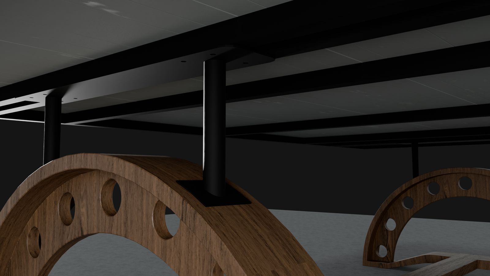 3D render of the conference table base from a second angle