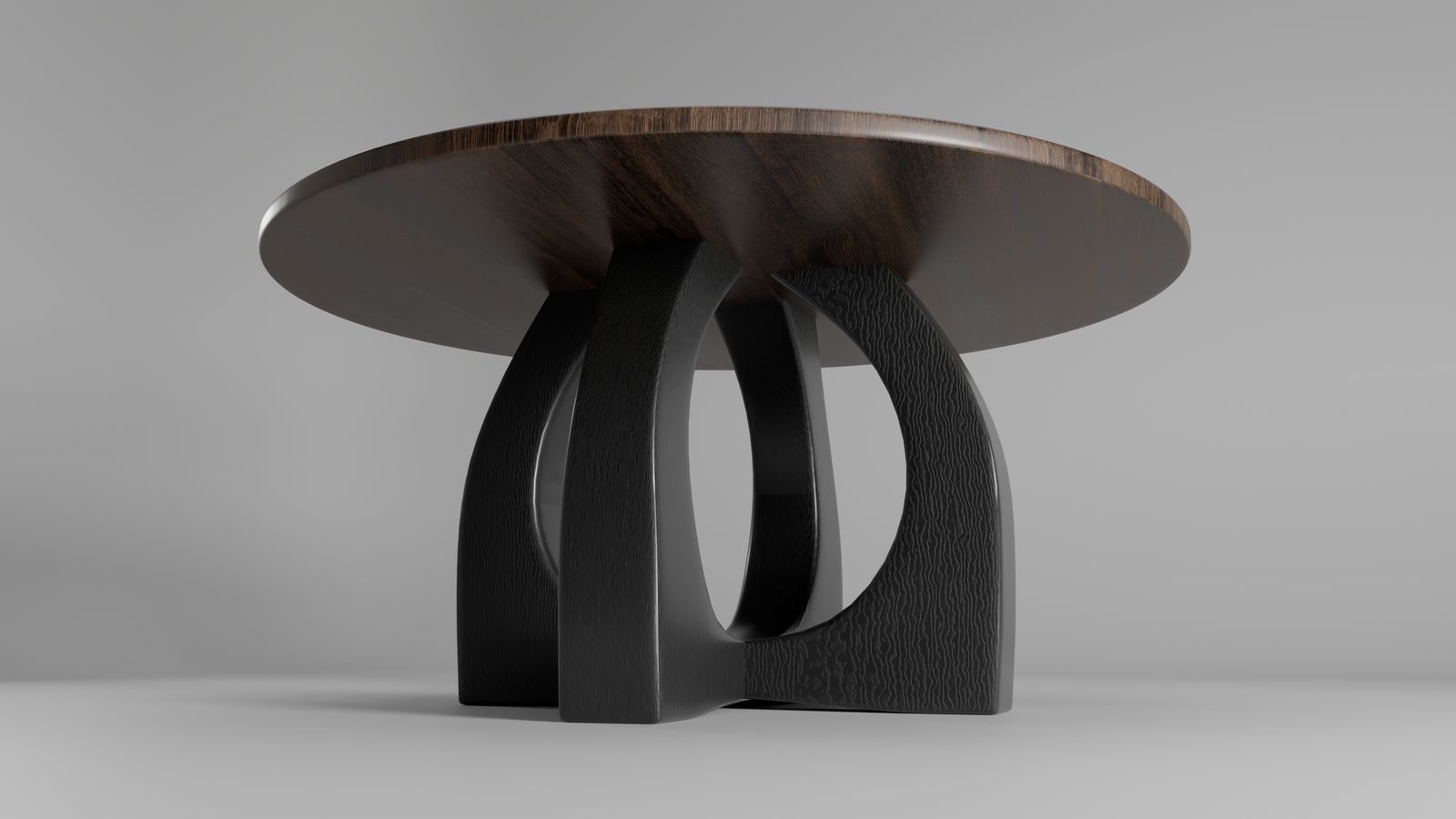 3D render of the walnut table in side profile