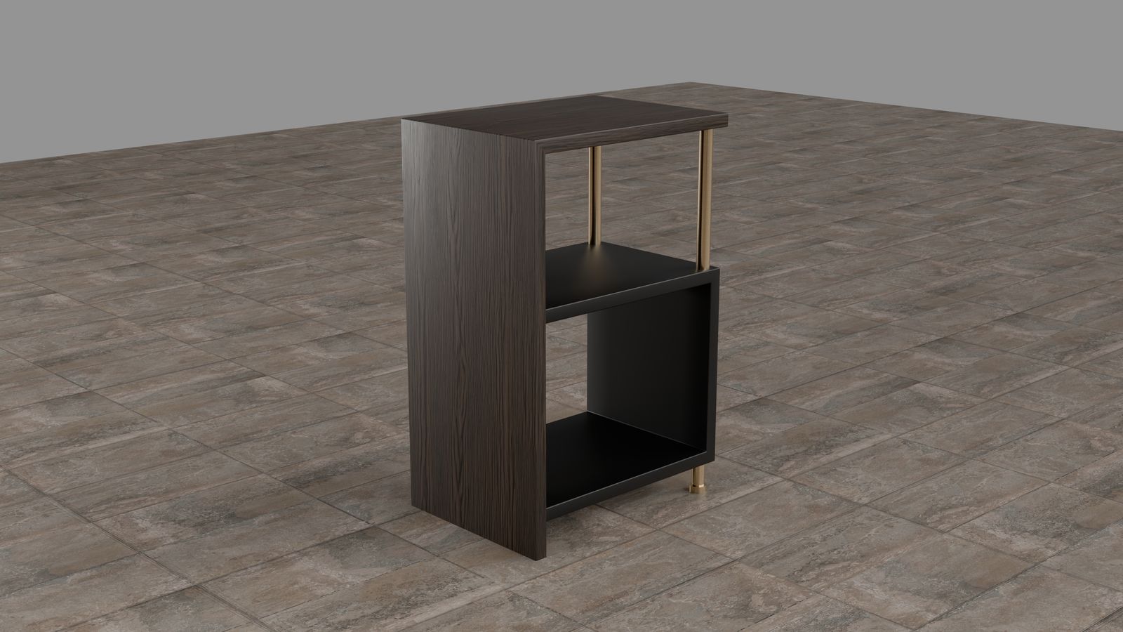 3D render of a stereo stand, side view